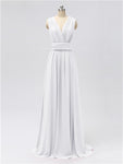 A-line Convertable V Neck Floor Length Jersey Bridesmaid Dresses