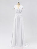 A-line Convertable V Neck Floor Length Jersey Bridesmaid Dresses