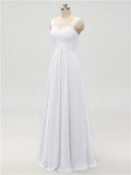 A-line Strap Chiffon Floor Length Long Bridesmaid Dresses