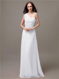 Unique One-shoulder Sleeveless A-line Floor-Length Bridesmaid Dresses