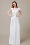 Cap Sleeves A-line Chiffon Floor-Length Bridesmaid Dresses