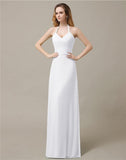 Halter Chiffon A-line Sleeveless Floor-Length Bridesmaid Dresses