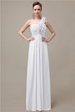 Simple A-line One-Shoulder Floor-Length Chiffon Bridesmaid Dresses