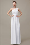 Charming One-shoulder A-line Chiffon Floor-Length Long Bridesmaid Dresses