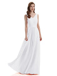 A-Line V-Neck Pleats Chiffon Long Bridesmaid Dresses