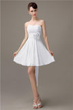 Sweatheart A-line Chiffon Short Bridesmaid Dresses with flower