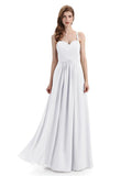 Elegant Spaghetti Strap Sweetheart Floor Length Bridesmaid Dresses