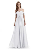 A-line Off-The-Shoulder Sweetheart Floor Length Bridesmaid Dresses