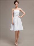 Pretty Strapless Flower Belt A-line Knee-Length Bridesmaid Dresses