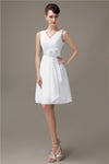 Cheap A-line Chiffon V-Neck Sleeveless Short Bridesmaid Dresses