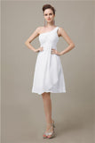 A-line Chiffon One Shoulder Knee-Length Short Bridesmaid Dresses