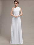 Simple One-shoulder Chiffon Long Bridesmaid Dresses