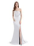 Elegant Strapless Split Side Floor-Length Bridesmaid Dresses