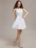 V-Neck Short A-Line Knee length Bridesmaid Dresses