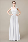 Elegant V-neck Flower A-line Floor-Length Bridesmaid Dresses