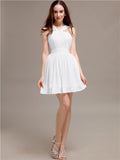 Chiffon A-line Halter Knee-Length Bridesmaid Dresses