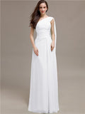 Chiffon A-line One-Shoulder Sleeveless Floor-Length Bridesmaid Dresses