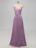 A-line V Neck Floor Length Bridesmaid Dresses