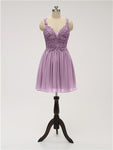 A-line Strap Chiffon Applique Short Bridesmaid Dresses