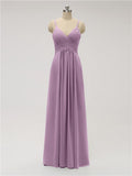 A-line Spaghetti Strap Chiffon Floor Length Bridesmaid Dresses