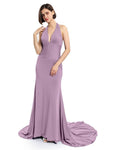 Deep V-neck Halter Mermaid Long Bridesmaid Dresses