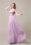 Shoulder Strap A-line Chiffon Elegant Floor-Length Bridesmaid Dresses