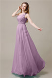 One-Shoulder A-line Beaded Chiffon Floor-Length Bridesmaid Dresses