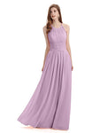 Simple Halter Chiffon Floor-Length Long Bridesmaid Dresses