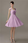 Simple A-line Knee-Length Chiffon Half-Back Bridesmaid Dresses