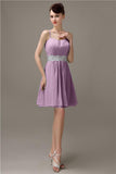 Spaghetti Straps Sweetheart A-line Chiffon Appliques Bridesmaid Dresses