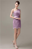 Charming Lace One-shoulder Short Bridesmaid Dresses