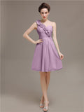 One Shoulder Pleats Short Bridesmaid Dresses