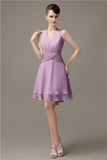 High-low Chiffon A-line Halter Short Bridesmaid Dresses