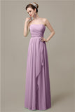 Simple A-line Chiffon Straight Floor-Length Long Bridesmaid Dresses