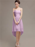 Straight High Low Chiffon Short Bridesmaid Dresses