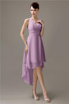 A-line Chiffon V-Neck High-Low Short Beach Bridesmaid Dresses