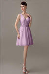 Charming A-line Chiffon V-neck Backless Bridesmaid Dresses