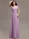 Honest A-line Chiffon Long Bridesmaid Dresses