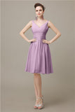 Elegant V-neck  A-line Knee-Length Bridesmaid Dresses