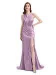 V-neck Sleeveless Split Side Floor-Length Bridesmaid Dresses