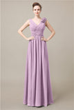 Elegant V-neck Flower A-line Floor-Length Bridesmaid Dresses