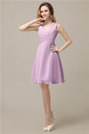 Chiffon A-line V-Neck Knee-Length Short Bridesmaid Dresses