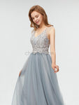 Popular Lace Top A-line Sleeveless Tulle Elegant Bridesmaid Dresses, YKX006