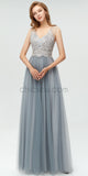 Popular Lace Top A-line Sleeveless Tulle Elegant Bridesmaid Dresses, YKX006