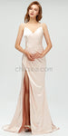 Charming Spaghetti Straps Mermaid Slit Pleated Bridesmaid Dresses, YKX014