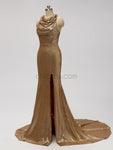 Sexy Mermaid Silt Sequin Sleeveless Appliques Bridesmaid Dresses, YKX016