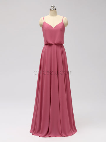 Simple Chiffon Inexpensive A-line V-neck Bridesmaid Dresses, YKX018