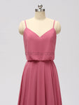 Simple Chiffon Inexpensive A-line V-neck Bridesmaid Dresses, YKX018