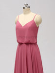 Simple Chiffon Inexpensive A-line V-neck Bridesmaid Dresses, YKX018