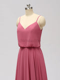 Simple Chiffon Inexpensive A-line V-neck Bridesmaid Dresses, YKX018